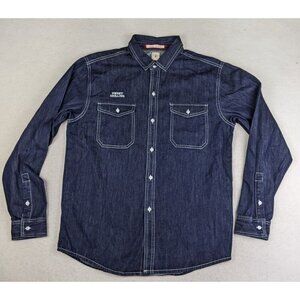 Sweet Chilling Last Kiss Club Oversized Boyfriend Denim Button-up Shirt Size M